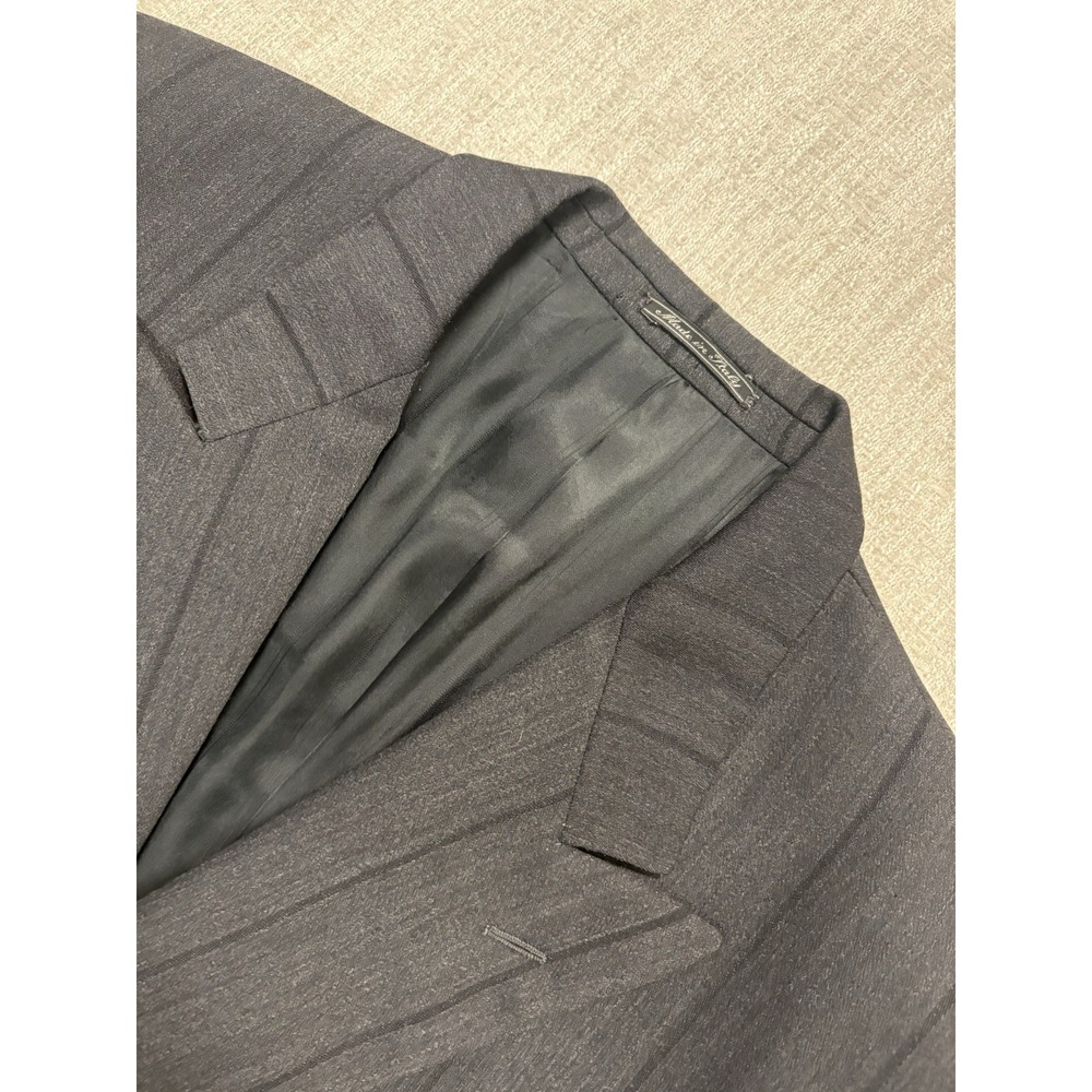 Vintage 80s-90s Corneliani Blazer 44L Mens Black Wool Striped Blazer Italy READ